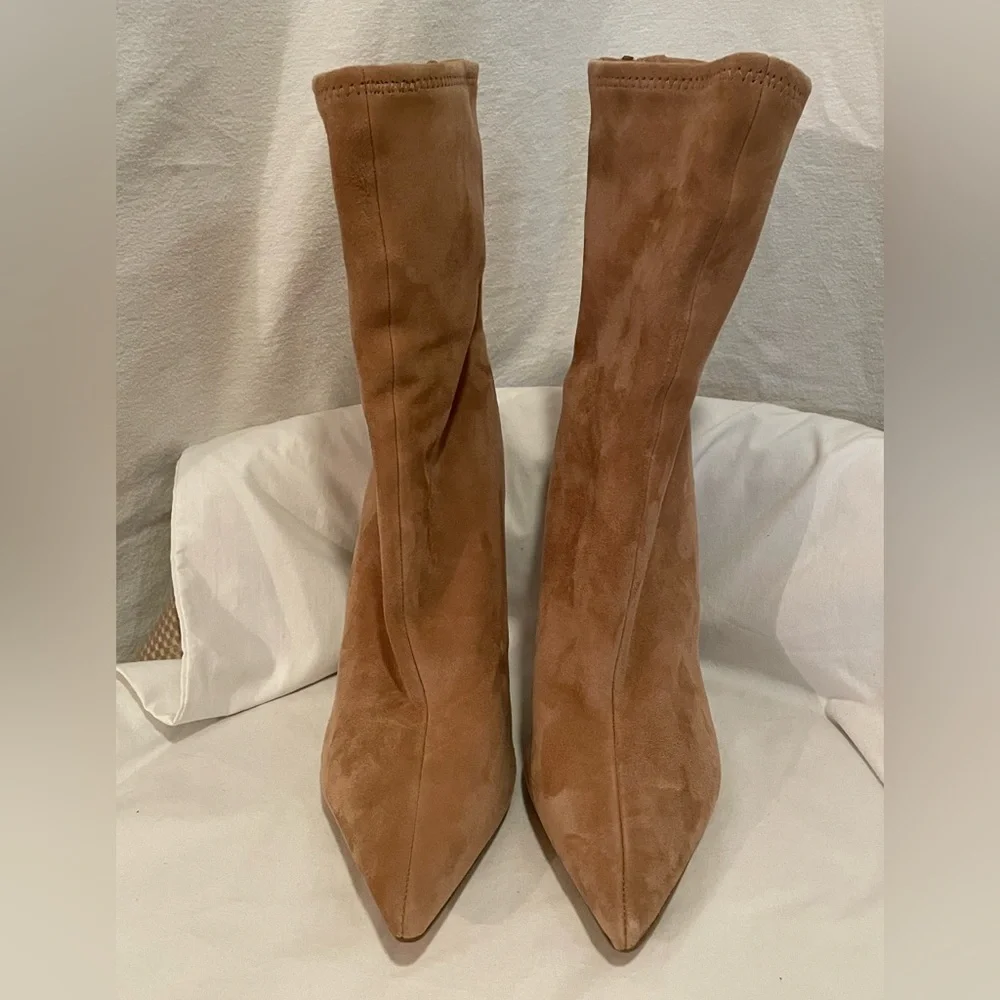 Steve Madden Camel Suede Pointed Toe Stiletto Ankle Boots